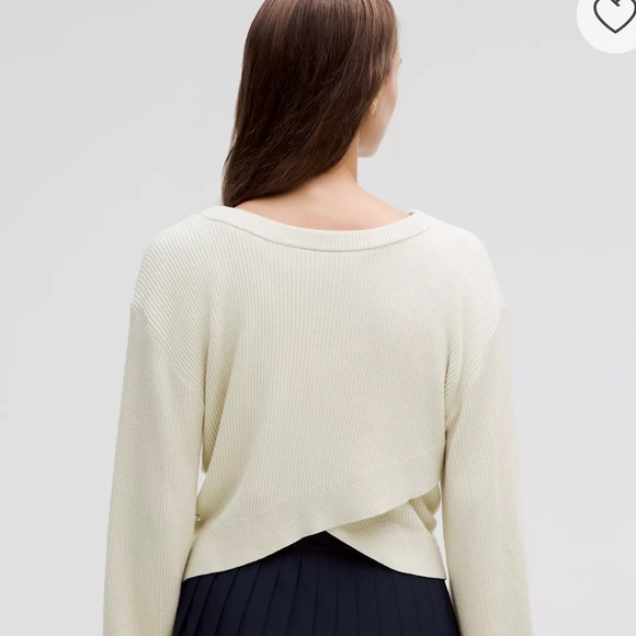 BOGO! Lululemon Reversible Crossover Ribbed Knit Sweater Bone M - Picture 2 of 11